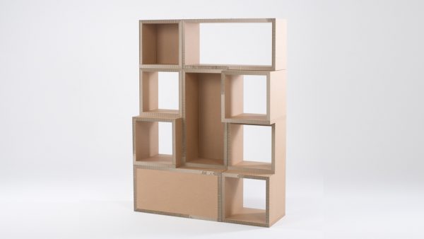 faltbares Regal aus brauner Recycling Wellpappe